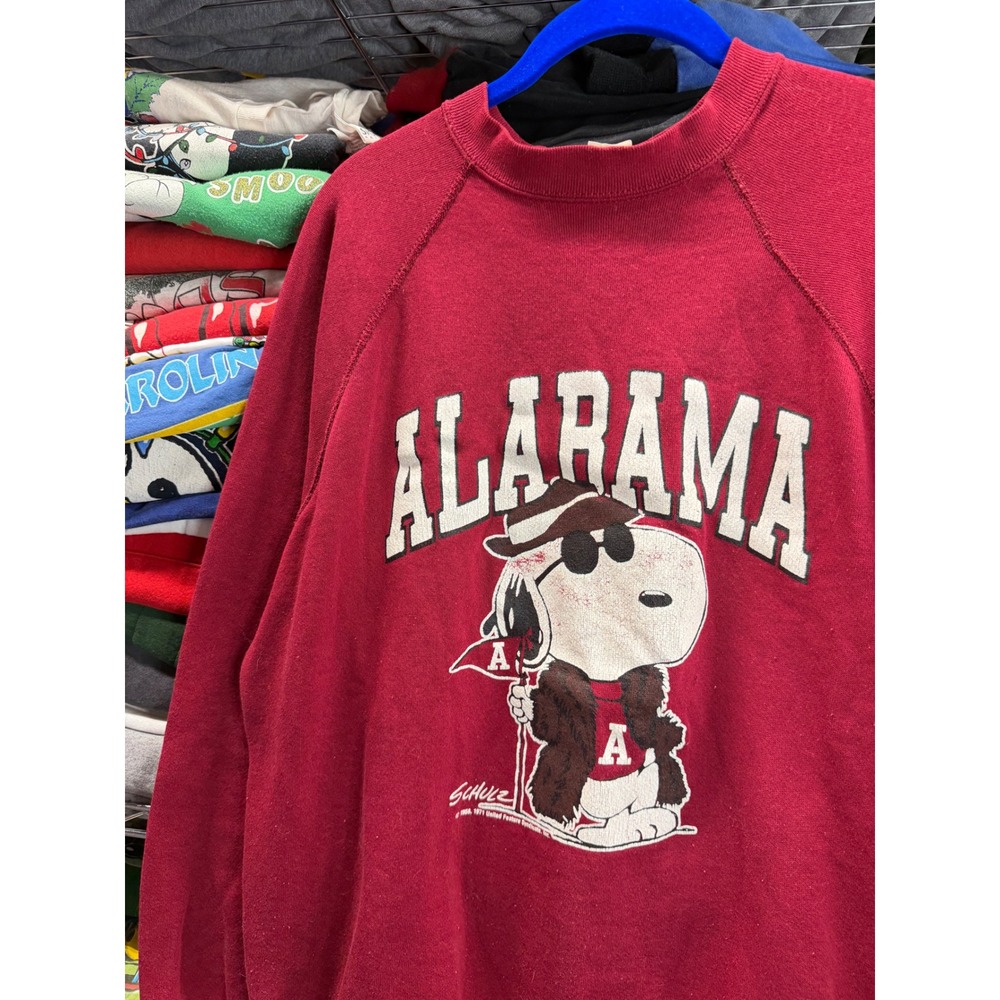 Vintage Artex Alabama Crimson Tide Snoopy Joe Cool Sweatshirt Maroon Red Large